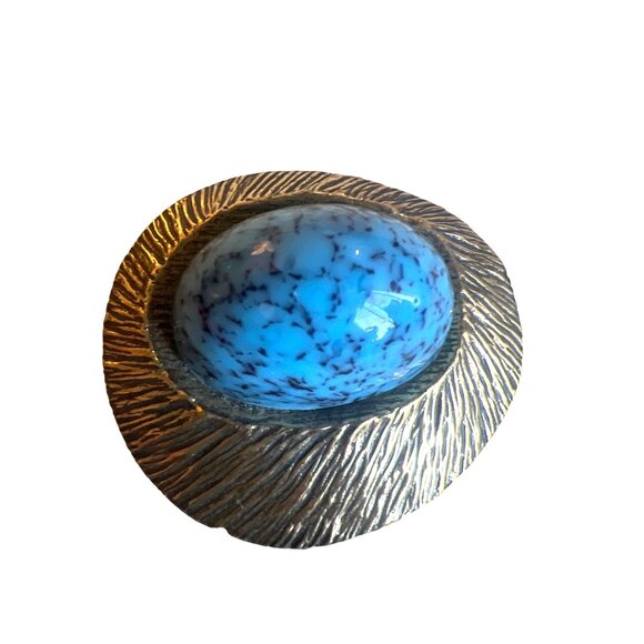 Vintage Zentall Turquoise Gold Tone Brooch Style Mid Century Modern Atomic - Picture 1 of 6